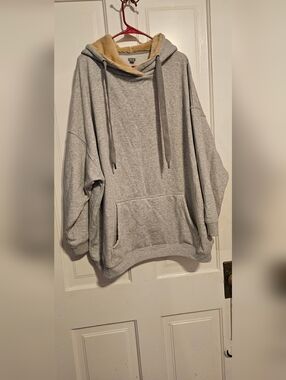 Aerie Faux Fur Gray Pullover Lounge Hoodie